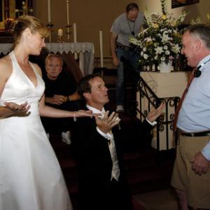 Shannon  Linden joke around during the wedding scene as Director Doug Jackson looks on during the filming of MAID OF HONOR