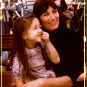 Lindley Mayer pictured with Anjelica Huston while filming Bastard Out of Carolina