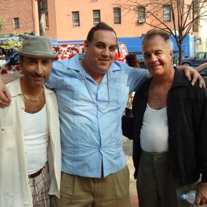Michael Mazzeo Vic Martino and Tony Sirico on the set of FAMILY ON BOARD