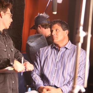 Bill McAdams Jr and Jose Canseco on the set of Jose Canseco