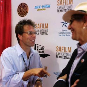 Bill McAdams Jr and Peter Coyote on red carpet at SAFILM for screening of Jose Canseco: The Truth Hurts.