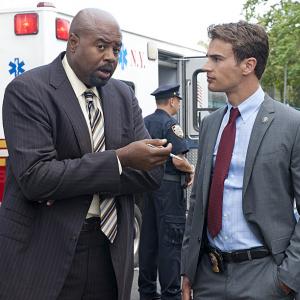 Still of Chi McBride and Theo James in Golden Boy 2013