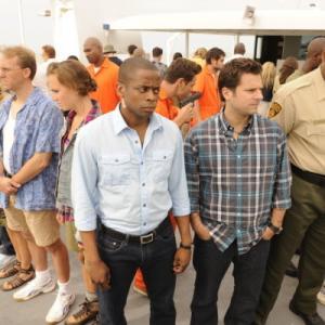 Still of Chi McBride, James Roday and Shawn Spencer in Aiskiaregys: Ferry Tale (2010)