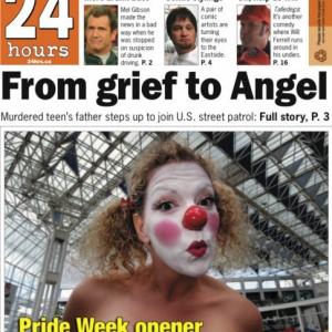 S Siobhan McCarthy as Blyss on the cover of the 24 Hours Newspaper