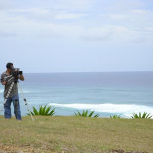 Tarek McCarthy in Barbados while directing a film on the destructive nature of hurricanes