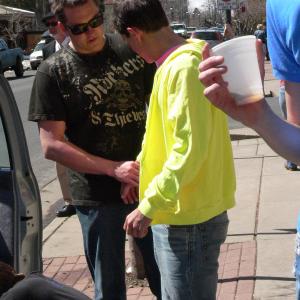 Brian McCulley and Kevin Derkash on the set of T-Shirt.