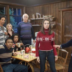 Still of Chevy Chase, Joel McHale, Yvette Nicole Brown, Alison Brie, Gillian Jacobs, Danny Pudi and Donald Glover in Community (2009)
