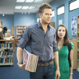 Still of Joel McHale and Alison Brie in Community 2009