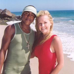 Katie Lohmann and Bradley McIntosh on the set of S Club 7 in Hollywood