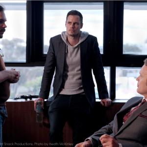 Director Stuart Willis and Producer Toby Gibson on set with actor Craig McLachlan