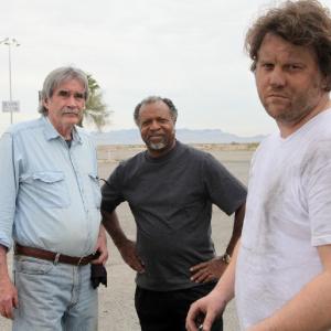 Johnny McPhail, Jesse Barksdale and Thad Lee pose between takes on the set of CARRIED AWAY at Blythe California.