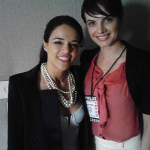 Michelle Rodrigez with kendal rae on the set of 1