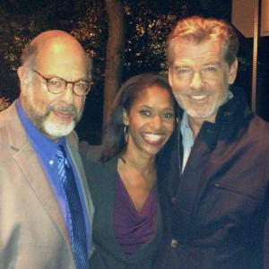 Fred Melamed, Merrin Dungey and Pierce Brosnan in How To Make Love Like An Englishman