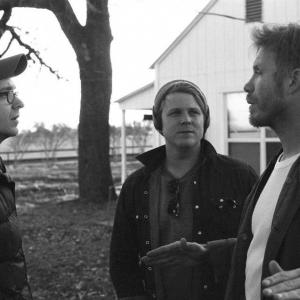 Director Josh Barrett, Producer Ben Fuqua, and Director/Writer Marc Menchaca on the set of This Is Where We Live