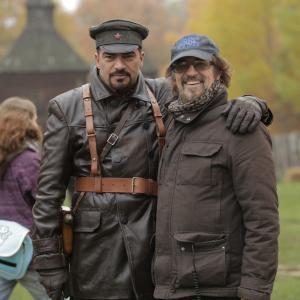 George Mendeluk with Tamer Hussein on Devil's Harvest set, Ukraine