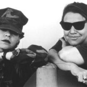 Sisters Tinka Menkes actress and Nina Menkes ProducerDirectorCinematographer on the set of The Bloody Child