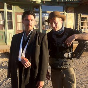 with Russell Quinn Cummings on the set of Six Bullets to Hell in Spain