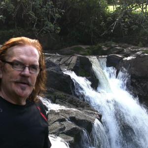The Waterfall Hunter show at a waterfall in Kauai.
