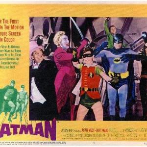 Adam West Cesar Romero Burgess Meredith Lee Meriwether and Burt Ward in Batman The Movie 1966