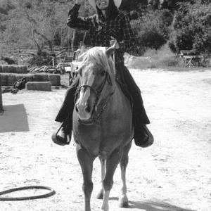 Lee Meriwether horseback riding c 1975