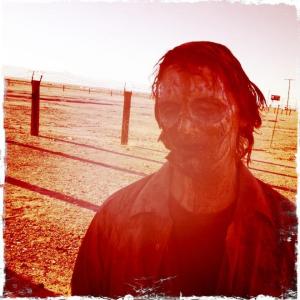 Zombified Tom Mesmer on the set of 