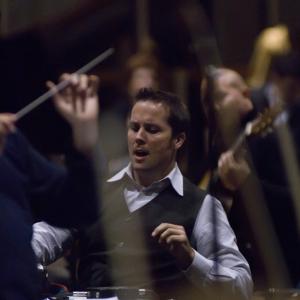 Mateo Messina recording with the orchestra