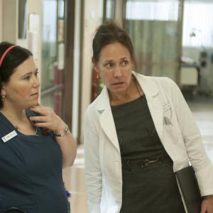 Still of Alex Borstein and Laurie Metcalf in Getting On (2013)
