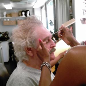 ED METZGER on set at Paramount Studios for EVERYBODY HATES CHRIS Prep in makeup trailer for Einstein