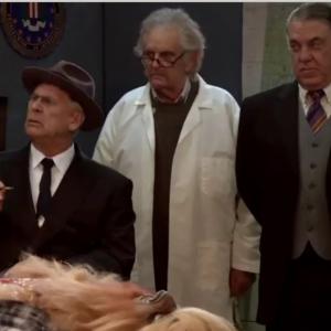 ED METZGER in FDR AMERICAN BADASS Ed Metzger as EINSTEIN in middle Barry Bostwick as FDR in wheel chair Bruce McGill as FDRs assistant on right