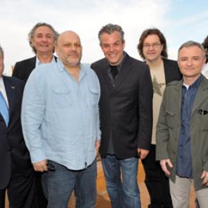 (L-R) Producer Leon Edery, producer Michael Sharfstein, director Eran Riklis, actor Danny Huston, producer Jens Meurer, producer Marc Missionnier and Oliver Delbosc attend the Danny Huston Press Breakfast held at the Moet Salon, Baoli Beach during the 63rd Annual International Cannes Film Festival on May 14, 2010 in Cannes, France. 63rd Annual Cannes Film Festival - Danny Huston Press Breakfast Moet Salon at the Baoli Beach Cannes, France May 14, 2010