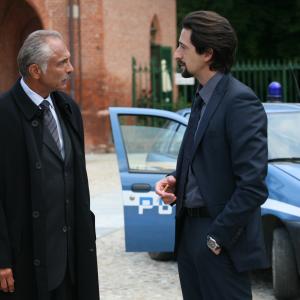 Robert Miano and Adrien Brody on the set of Giallo