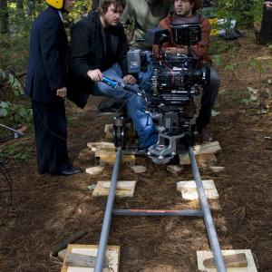 Thomas Michael and DOP Cabot McNenly set up a shot on the set of Running Mates