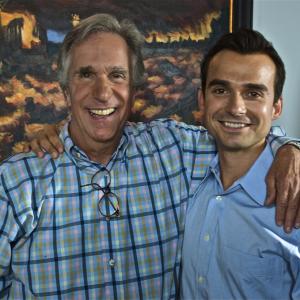 Henry Winkler and Thomas Michael on the set of Running Mates