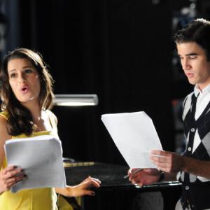 Still of Lea Michele and Darren Criss in Glee (2009)