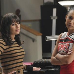 Still of Lea Michele and Naya Rivera in Glee 2009