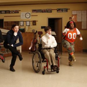 Still of Lea Michele Kevin McHale Chris Colfer Jenna Ushkowitz and Amber Riley in Glee 2009