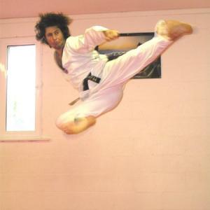 Master William Mickleburgh performing 'Flying side Kick' 2004