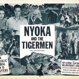 Kay Aldridge, Clayton Moore, Lorna Gray, Charles Middleton, David Sharpe and Emil Van Horn in Perils of Nyoka (1942)