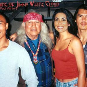 On the set of The Homecoming of Jimmy Whitecloud Robert Diola Little Hawk Lee Whitestar John Spotted Bear VictoriaRegina Sally Meets the Moon and David Midthunder Jimmy Whitecloud