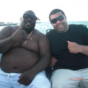 Belize Comedy Tour ActorComedian Faizon Love  Producer Hans Elder enjoy their time on the water during The 2011 Belize Film Festival