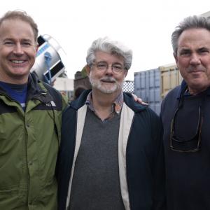 Carl Miller George Lucas Rick McCallum on RED TAILS