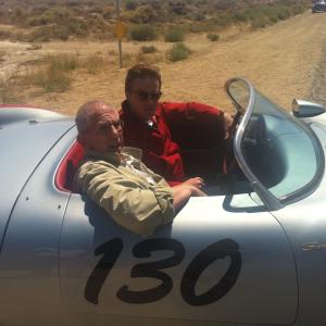 In the James Dean death car on the set of the film 