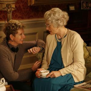 Marion Milne with leading actress Diana Quick on location for The Queen Channel Four 2009