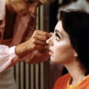 Liza Minnelli getting made up for a concert 1973