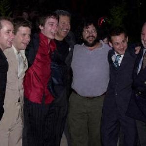 Sean Astin, Elijah Wood, Peter Jackson, Billy Boyd, Dominic Monaghan and Robert Shaye at event of Ziedu Valdovas: Ziedo brolija (2001)