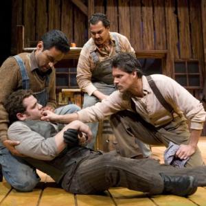 Of Mice and Men directed by Paul Lazarus at the Pasadena Playhouse the official State Theatre of California Clockwise Gino Montesinos Zeus Mendoza Joshua Biton and Sol Castillo httpwwwvarietycomreviewVE1117937088?refCatId33