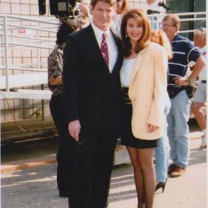 Carmen More with Christopher Reeve at the Heroina Solitaria music video shoot