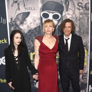 Courtney Love Brett Morgen and Frances Bean Cobain at event of Cobain Montage of Heck 2015