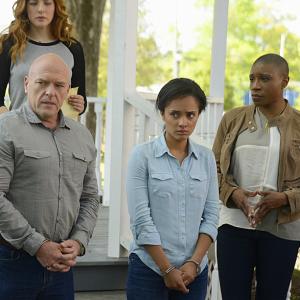 Still of Rachelle Lefevre, Dean Norris, Aisha Hinds and Karla Crome in Under the Dome (2013)