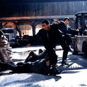 Diana Lee Inosanto, Temuera Morrison and Ron Balicki fight scene in the movie BARB WIRE.